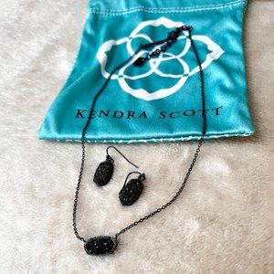 Kendra Scott Gunmetal, Black Drusy, Neckalce and Earring Set